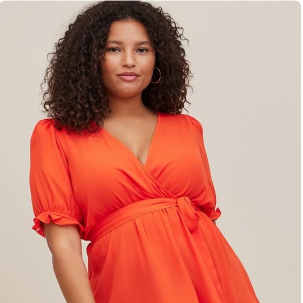 Georgette Surplice Puff Sleeve Blouse Torrid 18 20 XXL